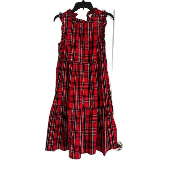 J.Crew Red Plaid Sleeveless Midi Dress – Size 8P - Picture 2 of 7